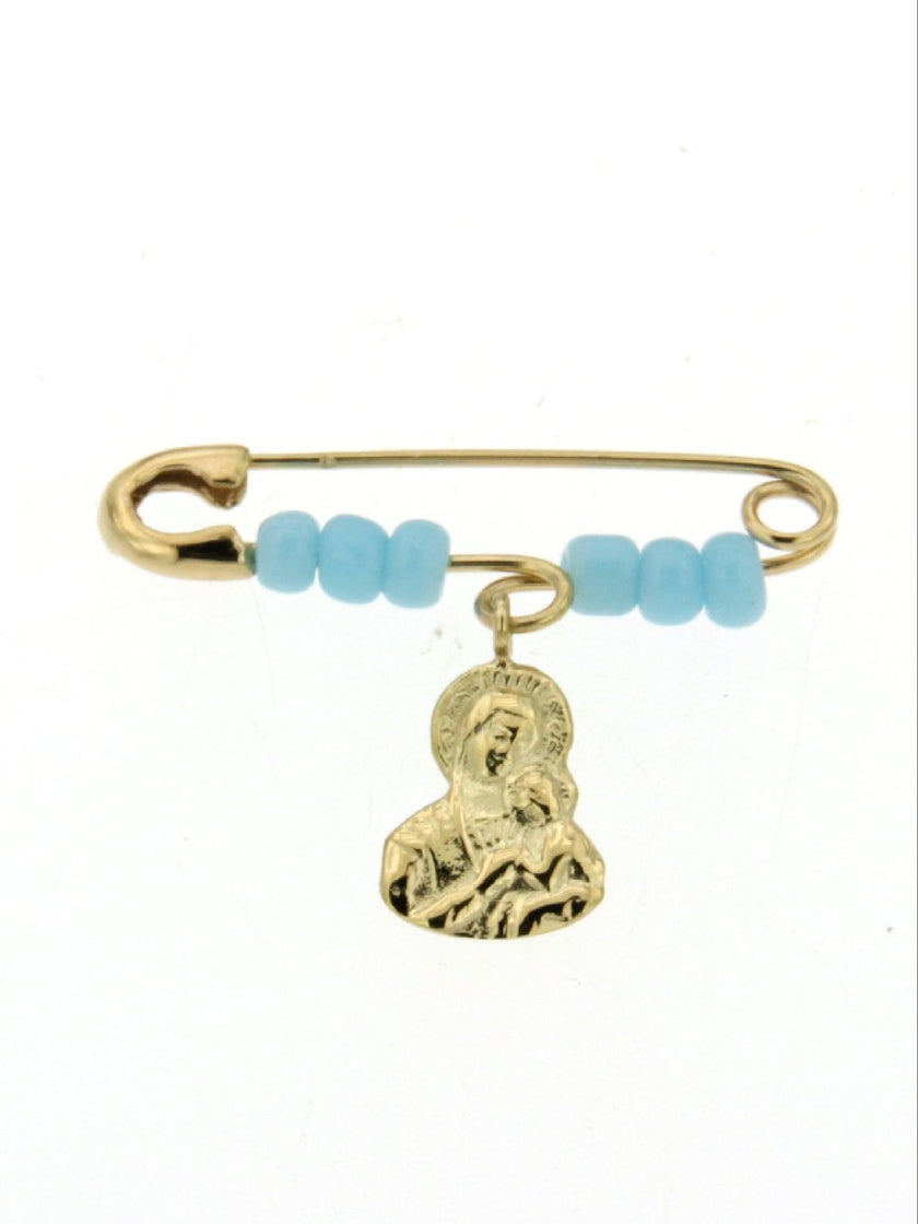 BROOCH  GOLD 585 & SYNTHETIC STONES - 57028 - Availability: Up to 1 month