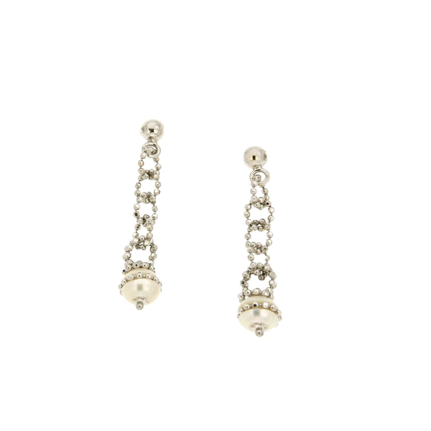 EARRINGS WHITE GOLD 585 & PEARLS - 61259 - Availability: Immediately