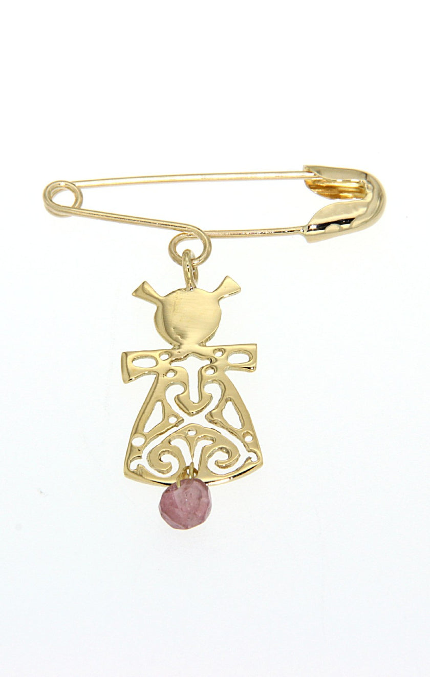 BROOCH  GOLD 585 & SEMIPRECIOUS STONES - 61609 - Availability: Up to 1 month