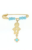 BROOCH  GOLD 585 & SYNTHETIC STONES - 61612 - Availability: Up to 1 month