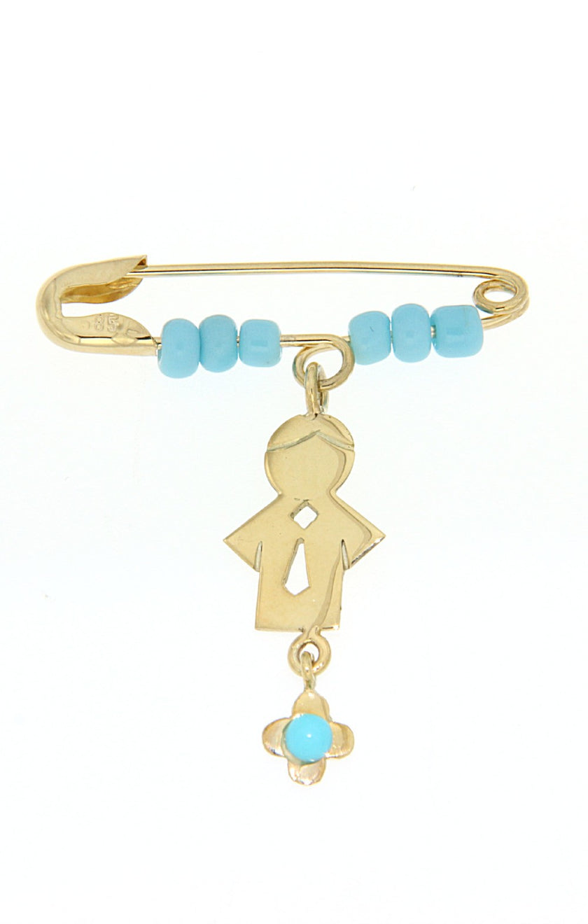 BROOCH  GOLD 585 & SYNTHETIC STONES - 61612 - Availability: Up to 1 month