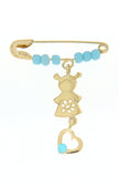 BROOCH  GOLD 585 & SYNTHETIC STONES - 61613 - Availability: Up to 1 month