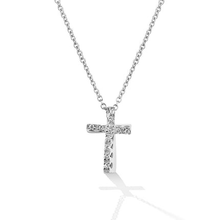 CROSS WHITE GOLD 750 & PRECIOUS STONES WITH CHAIN