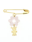 BROOCH  GOLD 585 & SYNTHETIC STONES - 65111 - Availability: Up to 1 month