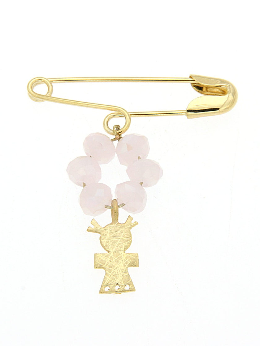 BROOCH  GOLD 585 & SYNTHETIC STONES - 65111 - Availability: Up to 1 month