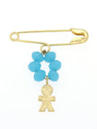 BROOCH  GOLD 585 & SYNTHETIC STONES - 65112 - Availability: Up to 1 month