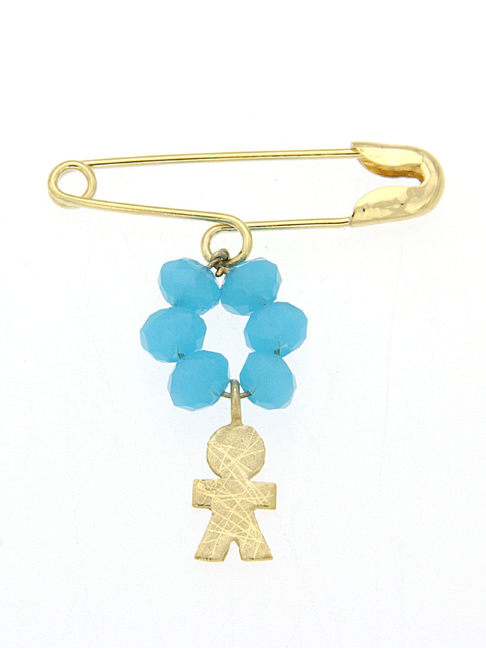BROOCH  GOLD 585 & SYNTHETIC STONES - 65112 - Availability: Up to 1 month