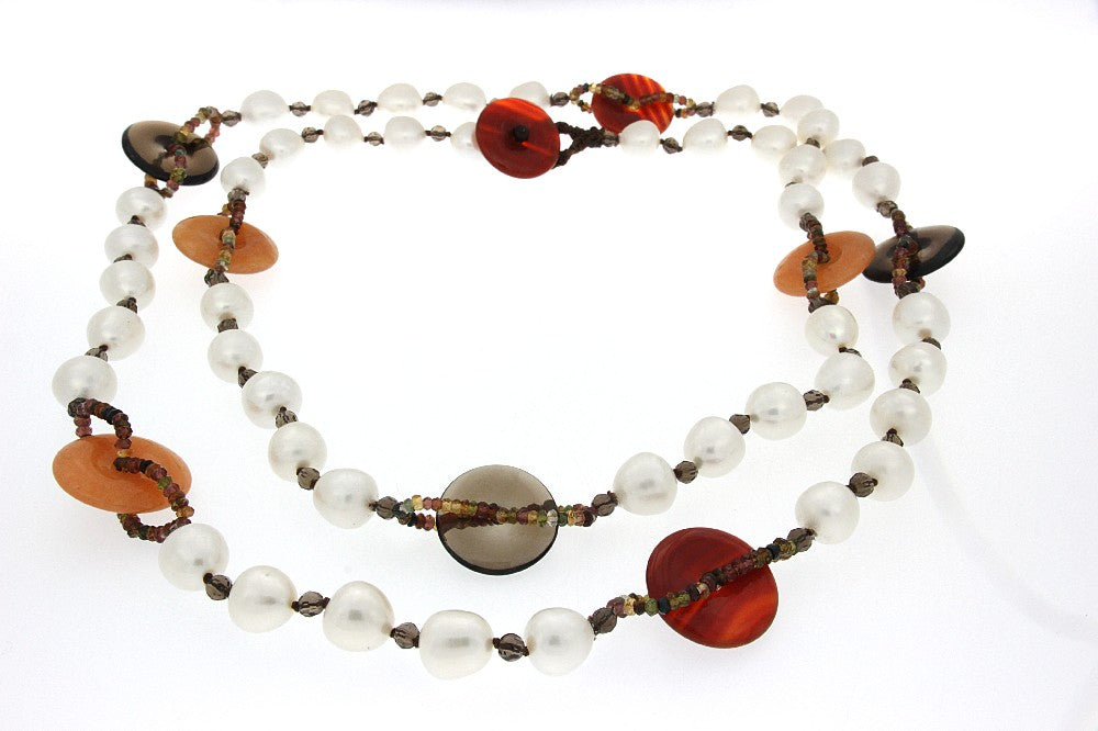 NECKLACE WITH SEMIPRECIOUS STONES & PEARLS  - 66980