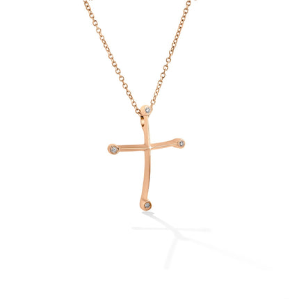 CROSS PINK GOLD 585 & PRECIOUS STONES WITH CHAIN - 67597