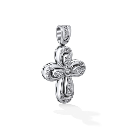CROSS WHITE GOLD 750 & PRECIOUS STONES - 7188
