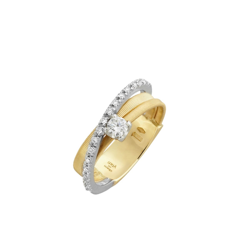 RING YELLOW & WHITE GOLD 750 & PRECIOUS STONES - 71937