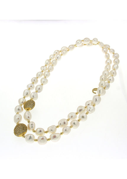 NECKLACE YELLOW SILVER 925 & PEARLS - 72197