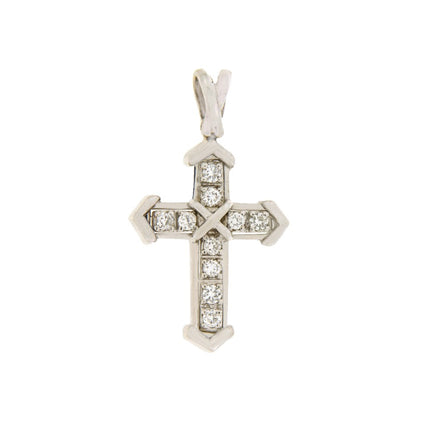 CROSS WHITE GOLD 750 & PRECIOUS STONES - 7385