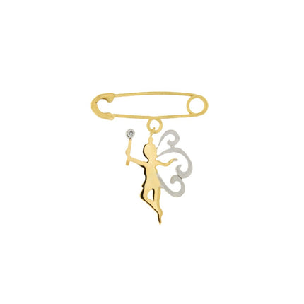 BROOCH YELLOW & WHITE GOLD 585 & PRECIOUS STONES - 74171