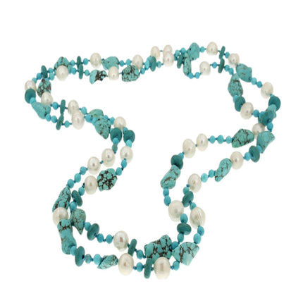 NECKLACE WITH PEARLS & TURQOISE - 75093