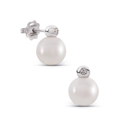 EARRINGS WHITE GOLD 750 & PEARLS - 75637