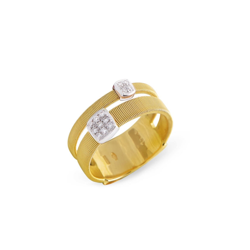 RING YELLOW & WHITE GOLD 750 & PRECIOUS STONES - 75698