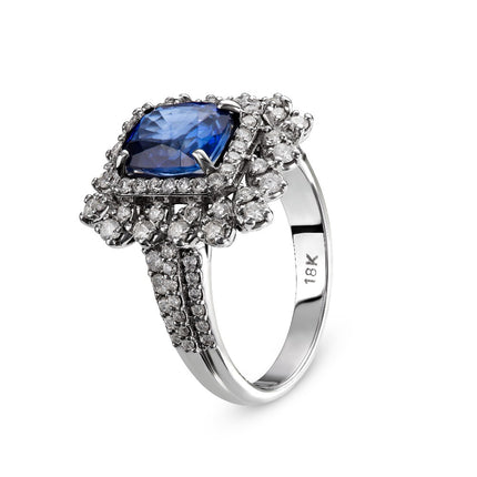 RING WHITE GOLD 750 & PRECIOUS STONES - 75896