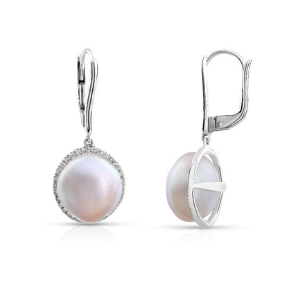 EARRINGS WHITE GOLD 750 & PEARLS - 76688