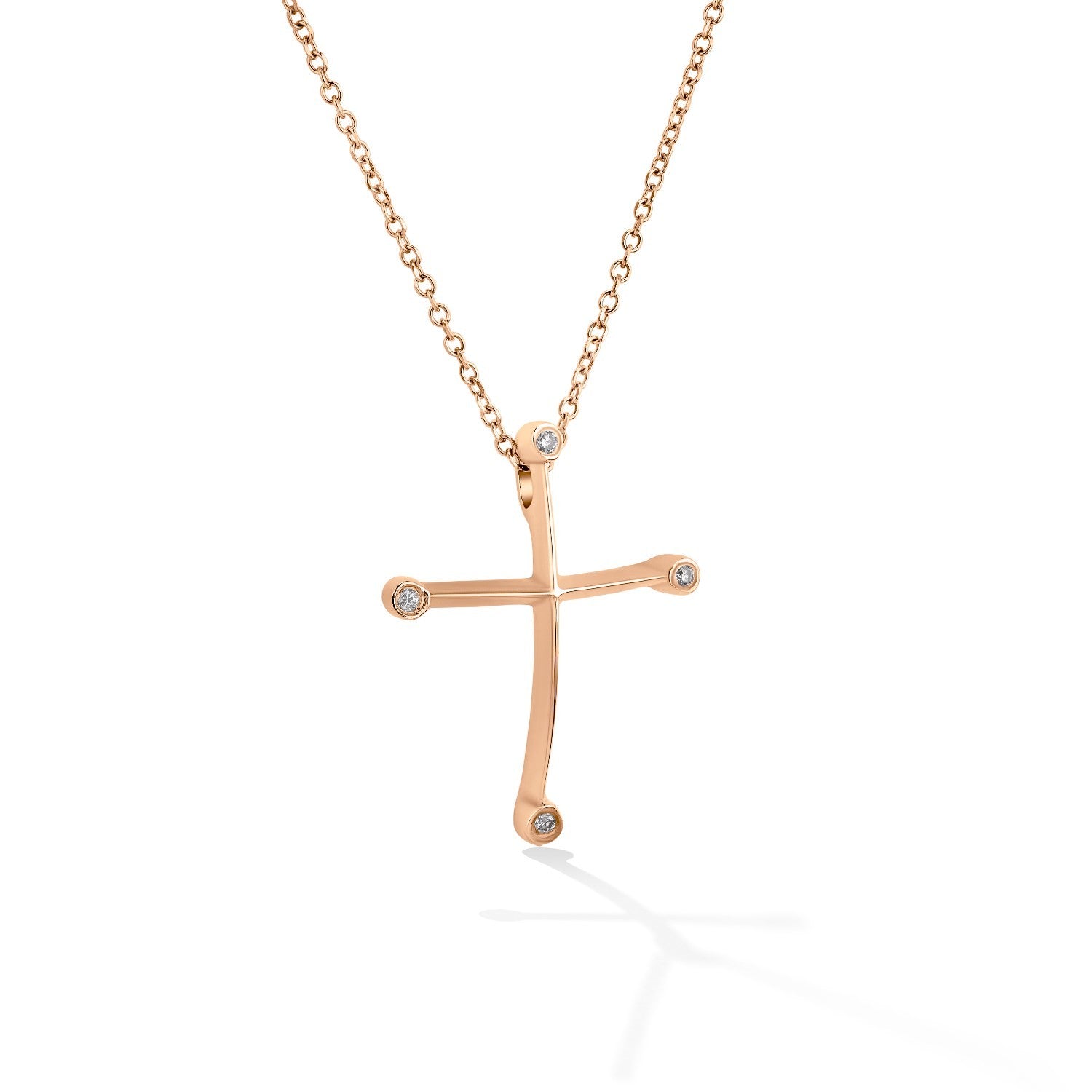 CROSS PINK GOLD 750 & PRECIOUS STONES WITH CHAIN - 77104 - Availability: Up to 1 month