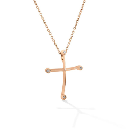 CROSS PINK GOLD 750 & PRECIOUS STONES WITH CHAIN - 77104 - Availability: Up to 1 month