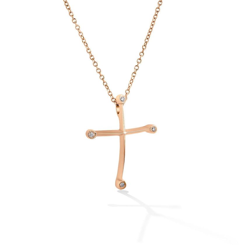 CROSS PINK GOLD 750 & PRECIOUS STONES WITH CHAIN - 77104 - Availability: Up to 1 month