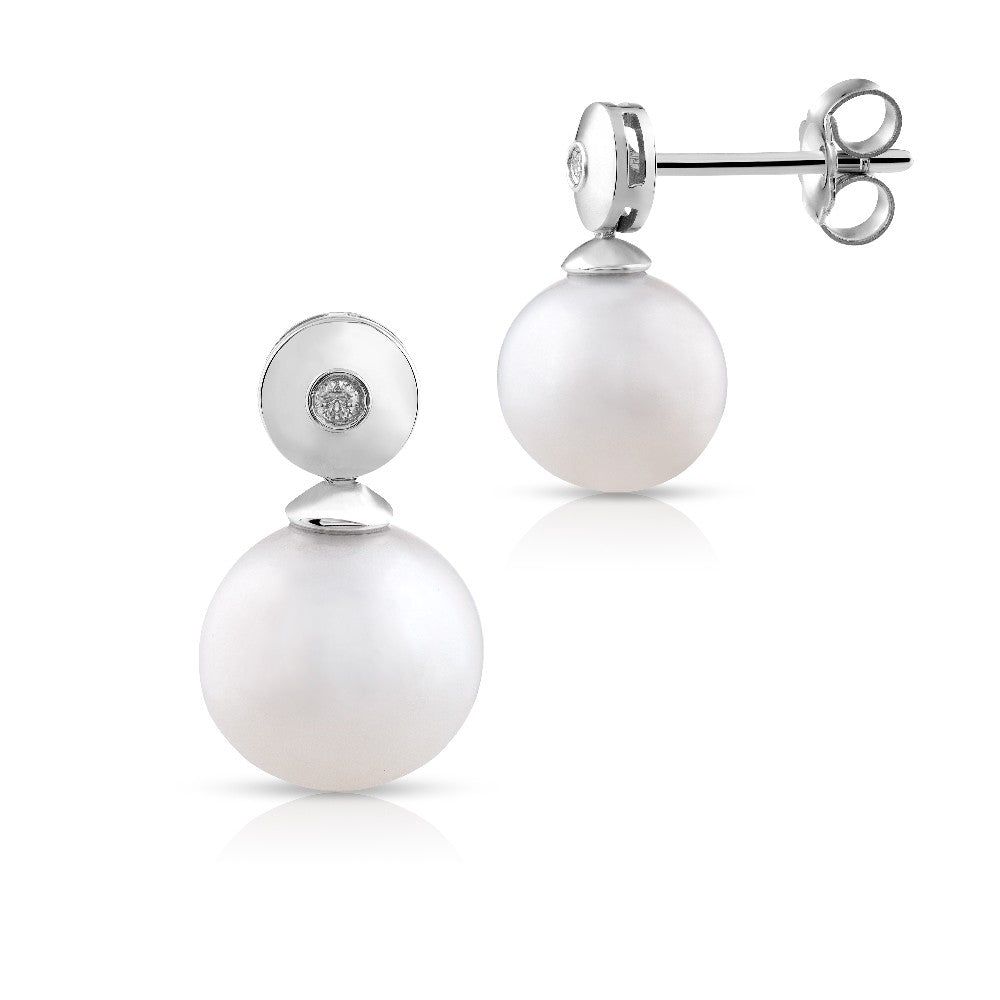EARRINGS WHITE GOLD 750 & PEARLS - 77642