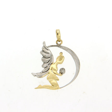 PENDANT YELLOW & WHITE GOLD 585 & PRECIOUS STONES - 77982