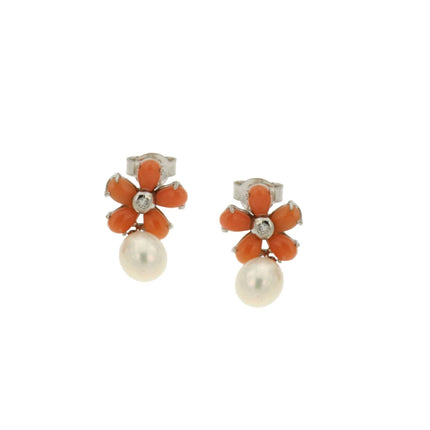 EARRINGS WHITE GOLD 750 & PEARLS - 79814
