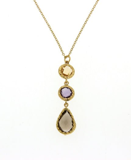 NECKLACE YELLOW GOLD Κ18 ΜΕ SEMIPRECIOUS STONES - 79823