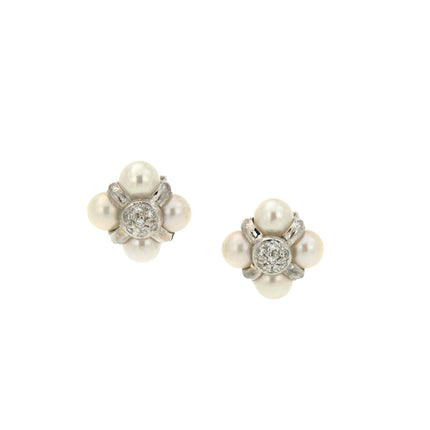 EARRINGS WHITE GOLD 750 & PEARLS - 79836