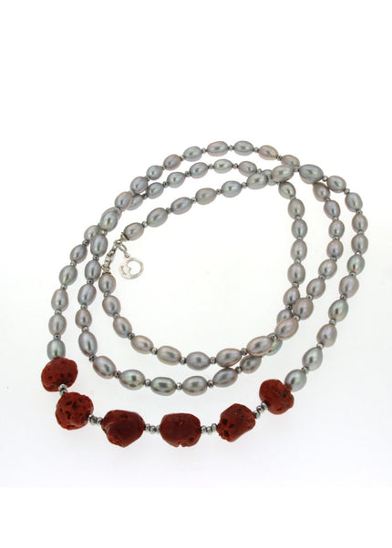NECKLACE WHITE SILVER 925 & PEARLS - 79981