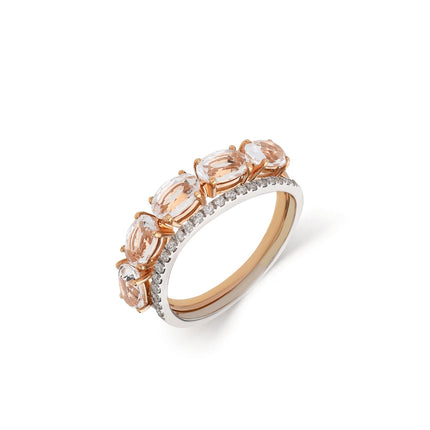 RING WHITE & PINK GOLD 750 & PRECIOUS STONES - 80226