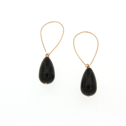 EARRINGS PINK GOLD 585 & BLACK ONYX - 81460