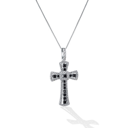 CROSS WHITE GOLD 750 & PRECIOUS STONES WITH CHAIN - 81839
