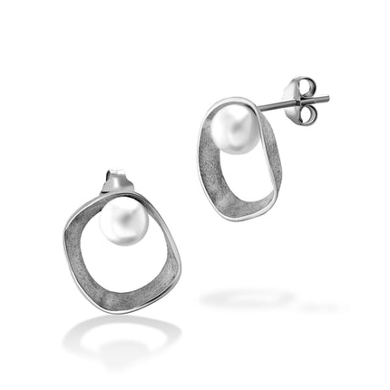 EARRINGS WHITE GOLD 750 & PEARLS - 82158