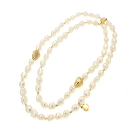 NECKLACE YELLOW SILVER 925 & PEARLS - 82818
