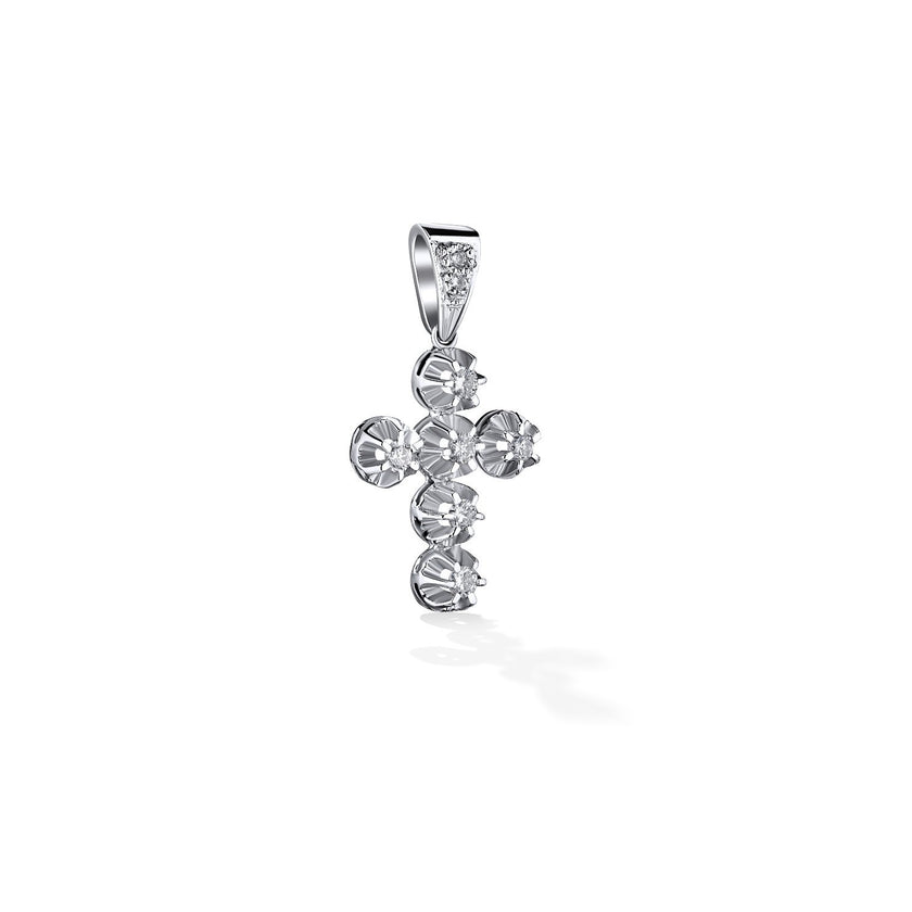 CROSS WHITE GOLD 750 & PRECIOUS STONES - 8312
