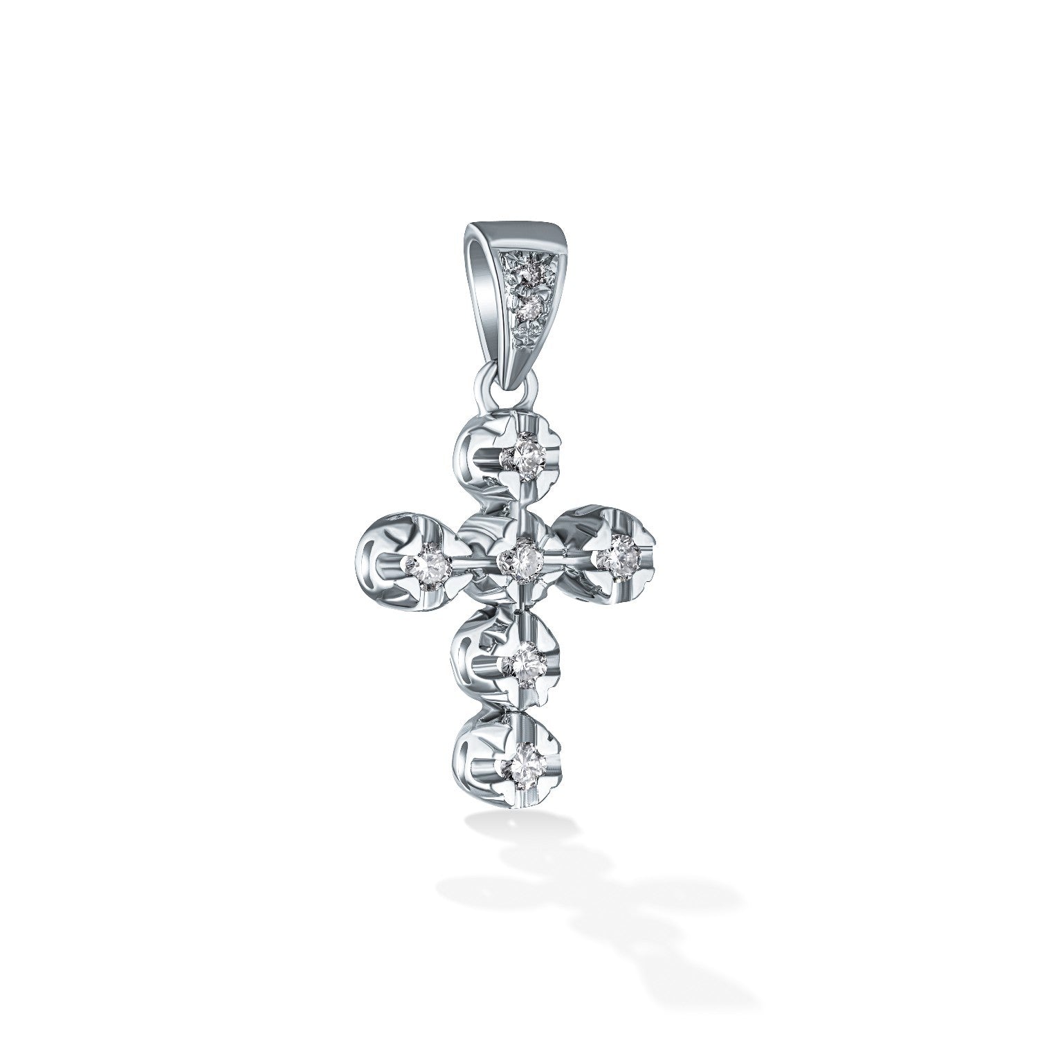 CROSS WHITE GOLD 750 & PRECIOUS STONES - 8313