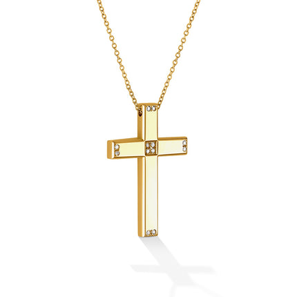 CROSS WHITE GOLD 750 & PRECIOUS STONES WITH CHAIN