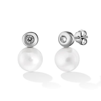 EARRINGS WHITE GOLD 750 & PEARLS - 8634