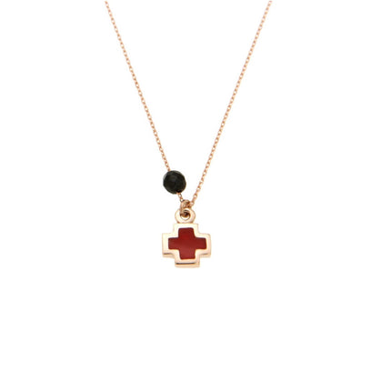 NECKLACE PINK GOLD 585 & ENAMEL - 87008