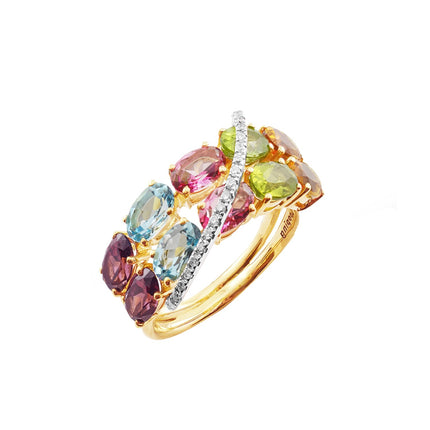 RING YELLOW & WHITE GOLD 750 & PRECIOUS STONES - 87954