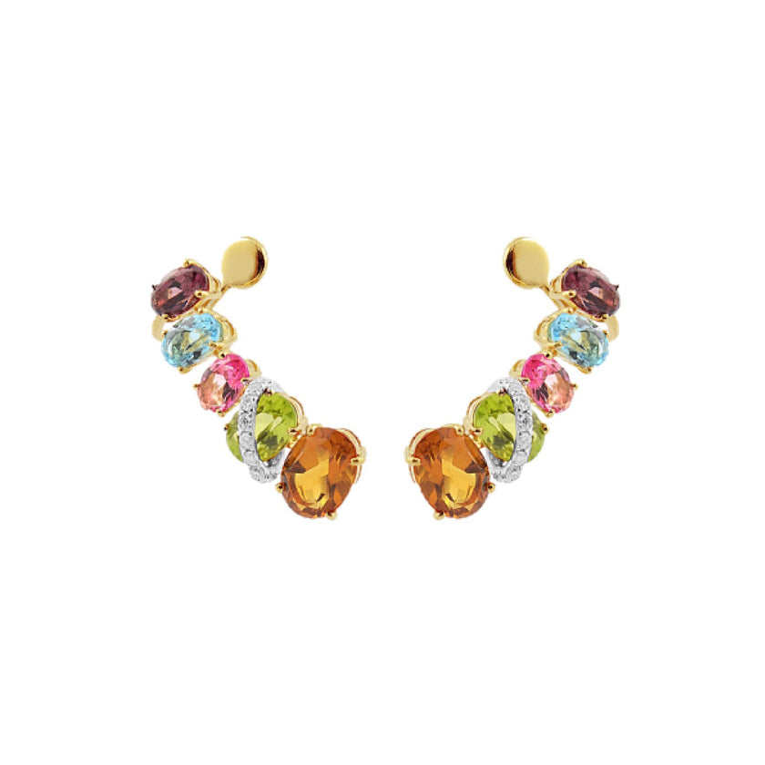 EARRINGS YELLOW & WHITE GOLD 750 & PRECIOUS STONES - 87956 - Availability: Up to 2 month