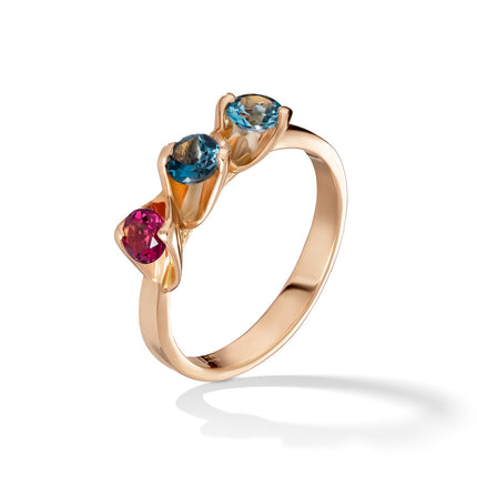 RING PINK GOLD 750 & SEMIPRECIOUS STONES