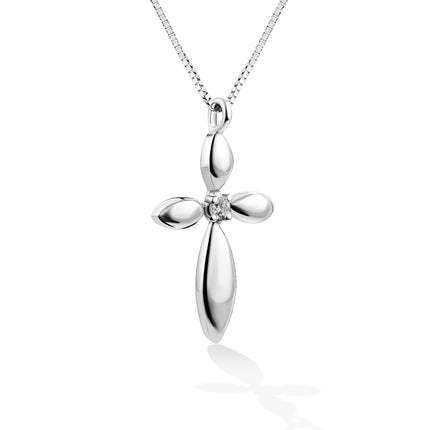 CROSS WHITE GOLD 750 & PRECIOUS STONES WITH CHAIN - 88011