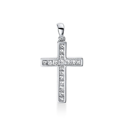 CROSS WHITE GOLD 750 & PRECIOUS STONES - 88157