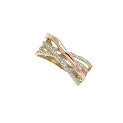 RING WHITE & PINK & YELLOW GOLD 585 & C.Z. - 89536