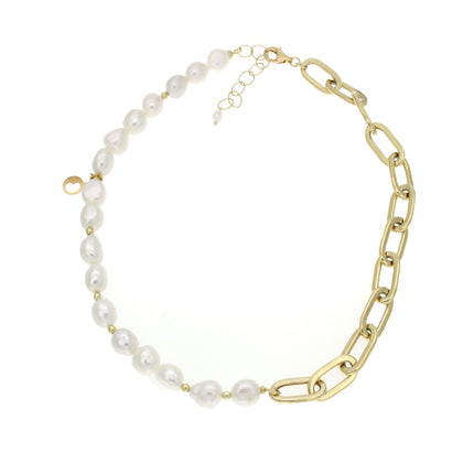 NECKLACE YELLOW SILVER 925 & PEARLS - 89740