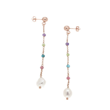 EARRINGS PINK SILVER 925 & PRECIOUS STONES - 89750